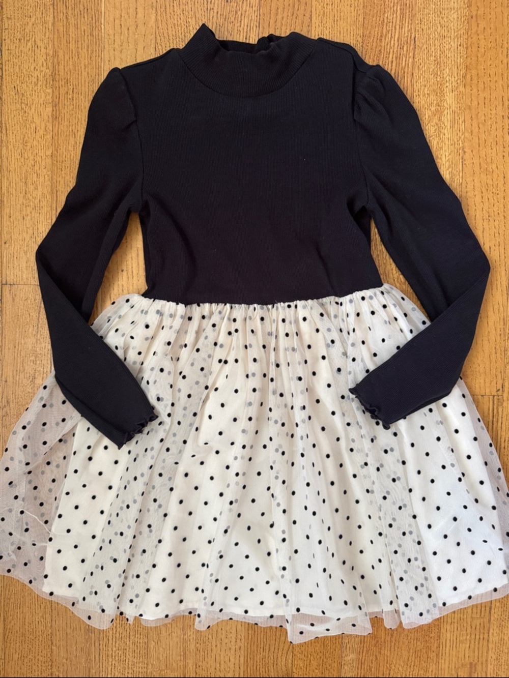 GAP Girls Ribbed Knit Mock Turtleneck Polka Dot Long Sleeve Dress